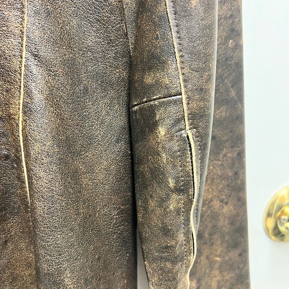 Vtg 80s Margaret Godfrey Dark Brown Fitted Leather Blazer Jacket Women's Size 8 - Picture 12 of 15